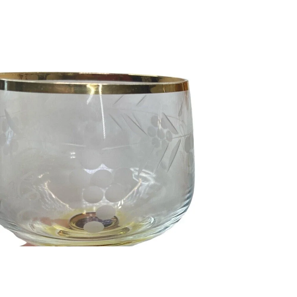 7 Roemer Amber Brown Beehive‎ Etched Grapes Gold Trim Wine Glasses Vintage